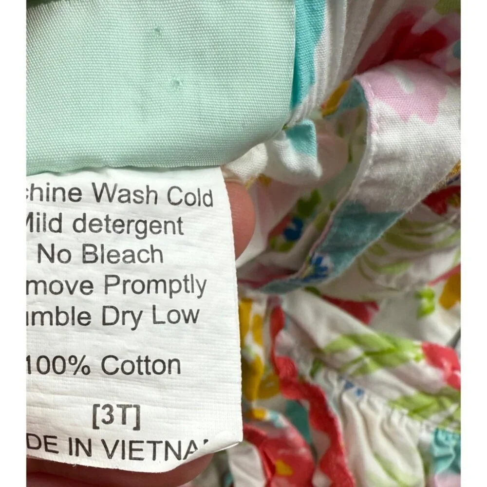 Sage and Lilly Girls Toddler Floral Print Apron Dress Size 3T 100% Cotton